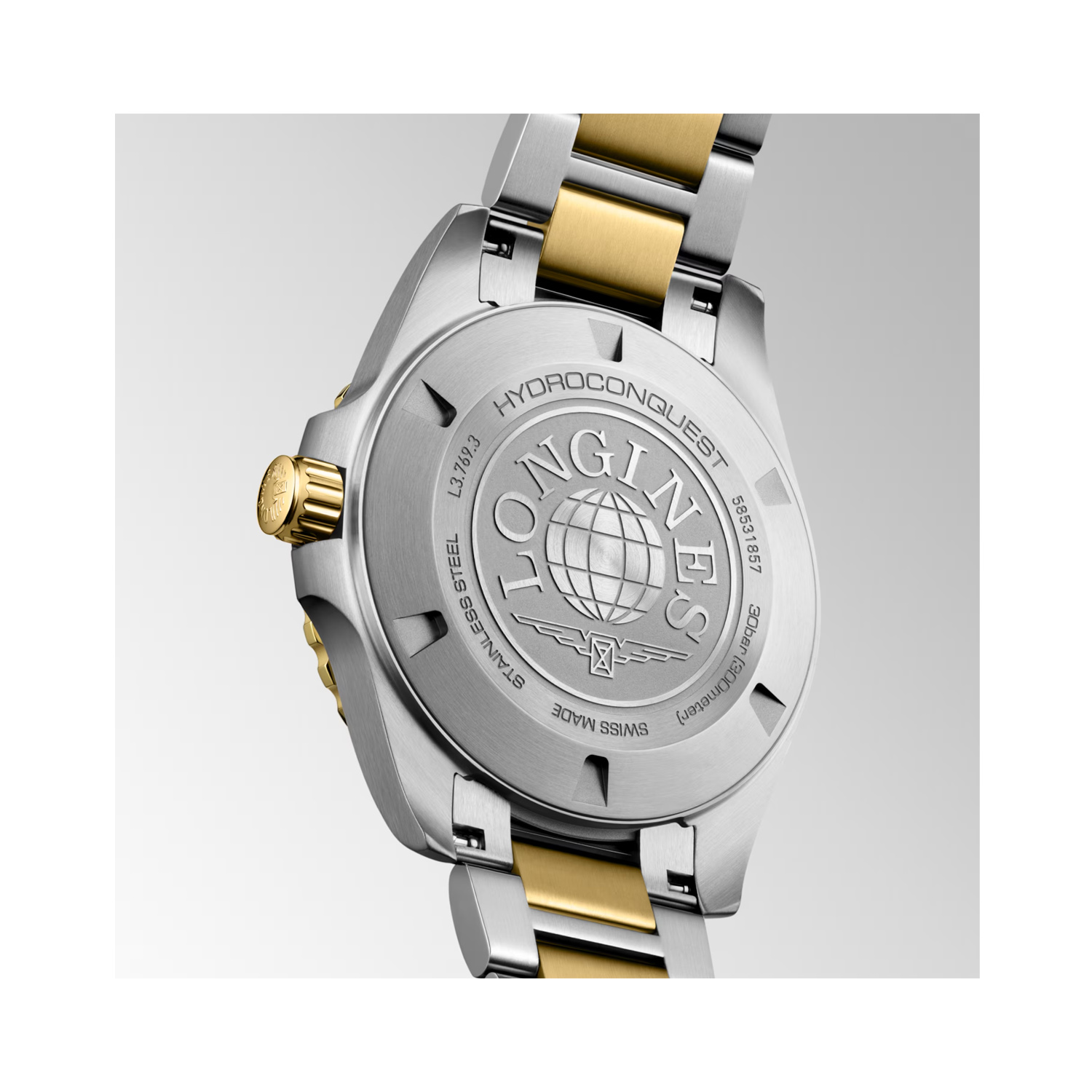 Longines, HydroConquest Blue Dial Two-Tone, Quartz Men's Watch Longines, HydroConquest with a 42mm stainless steel and yellow gold PVD coated case and bracelet strap featuring a date function and a blue dial and bezel.