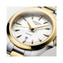 Longines, Conquest White Two-Tone, Quartz Women's Watch Longines, Conquest with a 30mm stainless steel and yellow gold PVD coated case and bracelet strap featuring a date function and a white sandblasted dial.