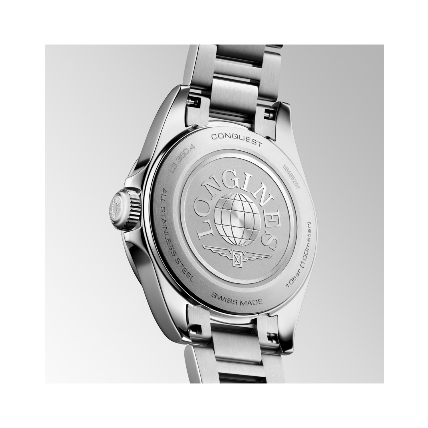 Longines, Conquest Mint Blue, Quartz Women's Watch Longines, Conquest with a 30mm stainless steel case and bracelet strap featuring a date function with a mint blue sandblasted dial.