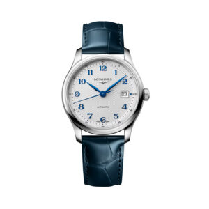 Longines, Master Collection with a 39mm stainless steel case and bracelet strap featuring a date function and a silver 'barleycorn' patterned dial.