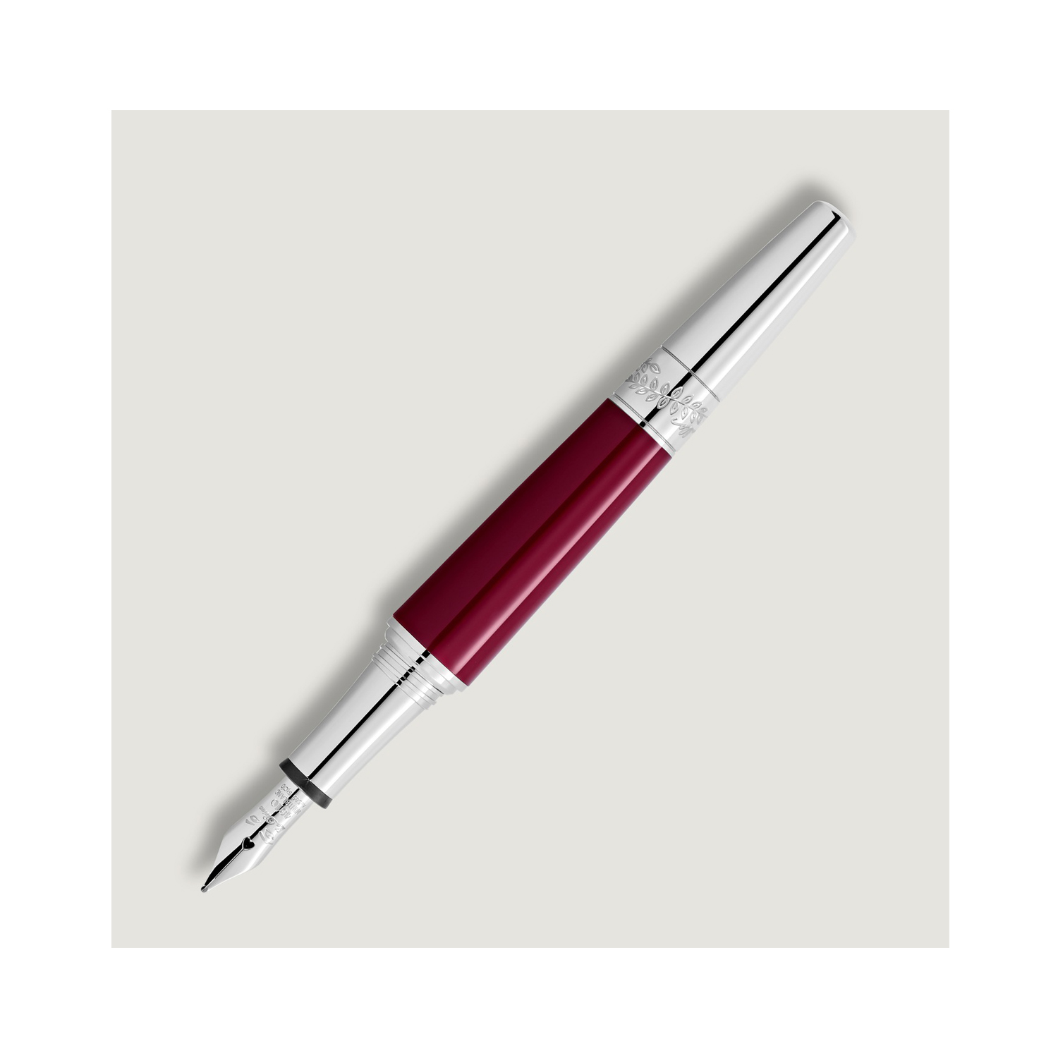 Montblanc, Muses Maria Callas Ruby Special Edition Fountain Pen A Montblanc, Muses Maria Callas Special Edition Fountain Pen crafted in ruby-coloured precious resin featuring a platinum coated clip with a handcrafted Au 585 solid gold, rhodium plated nib embossed with the kohl outlined cat eyes.