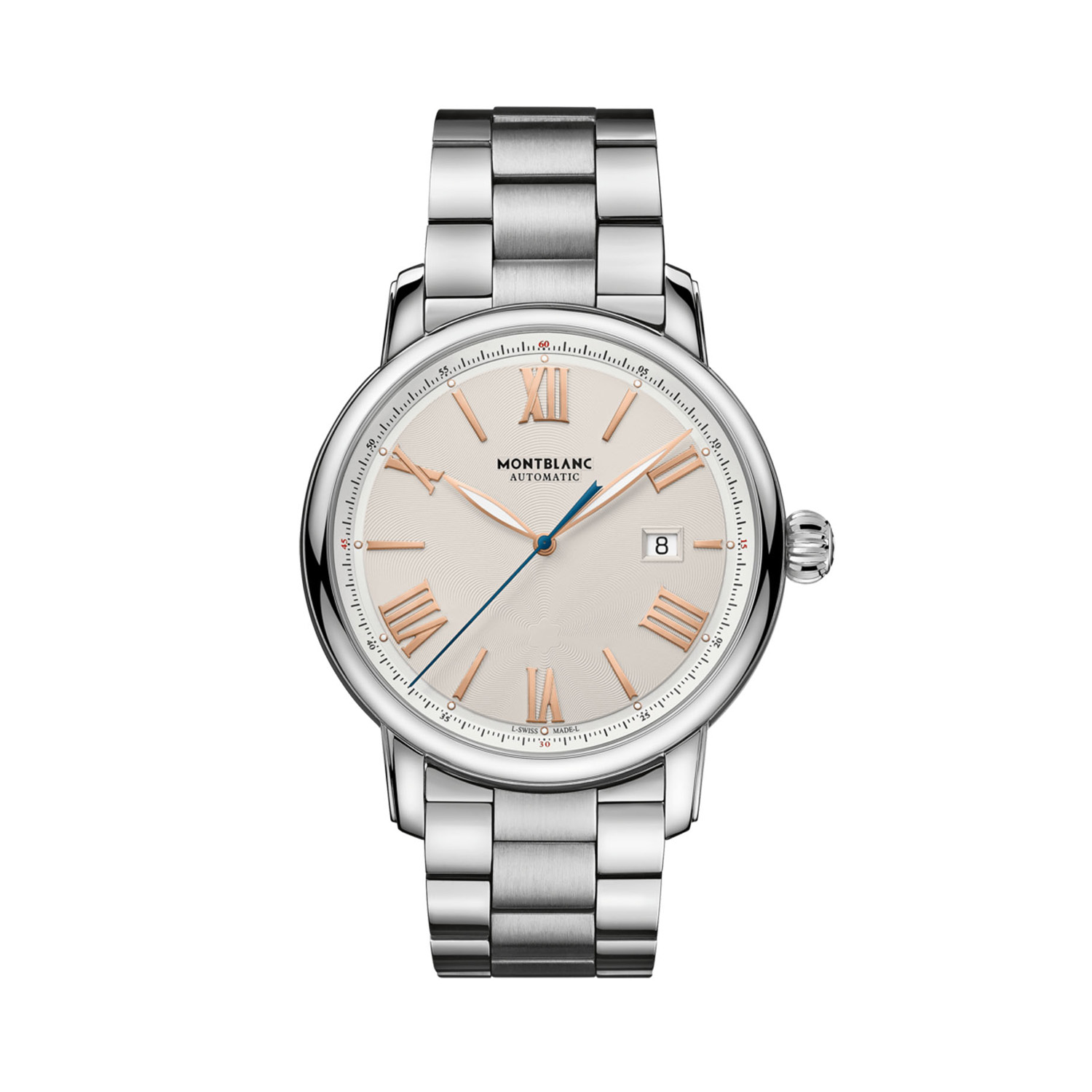 Montblanc, Star Legacy with a 43mm stainless steel case and bracelet strap featuring a date function and an ivory coloured dial.