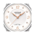 Montblanc, Bohème with a 30mm stainless steel case and black leather strap featuring a date function and a diamond set, white dial.