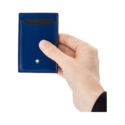 Montblanc, Meisterstück 3cc Blue Pocket Card Holder A Montblanc, Meisterstück pocket holder crafted in blue deep shine leather featuring three card slots with a pure geometric deisgn for maximum functionality that can fit into most pockets.
