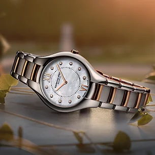 A Raymond Weil Noemia with a two tone case and bracelet strap.