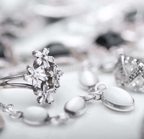 A range of platinum jewellery.