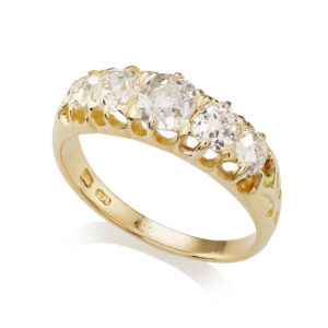 Yellow Gold Five Stone Diamond Bulge Claw Ring