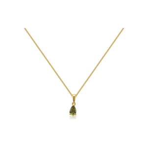 9ct Yellow Gold Pear Peridot Pendant and Chain