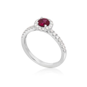 18ct White Gold Ruby and Diamond Cluster Ring