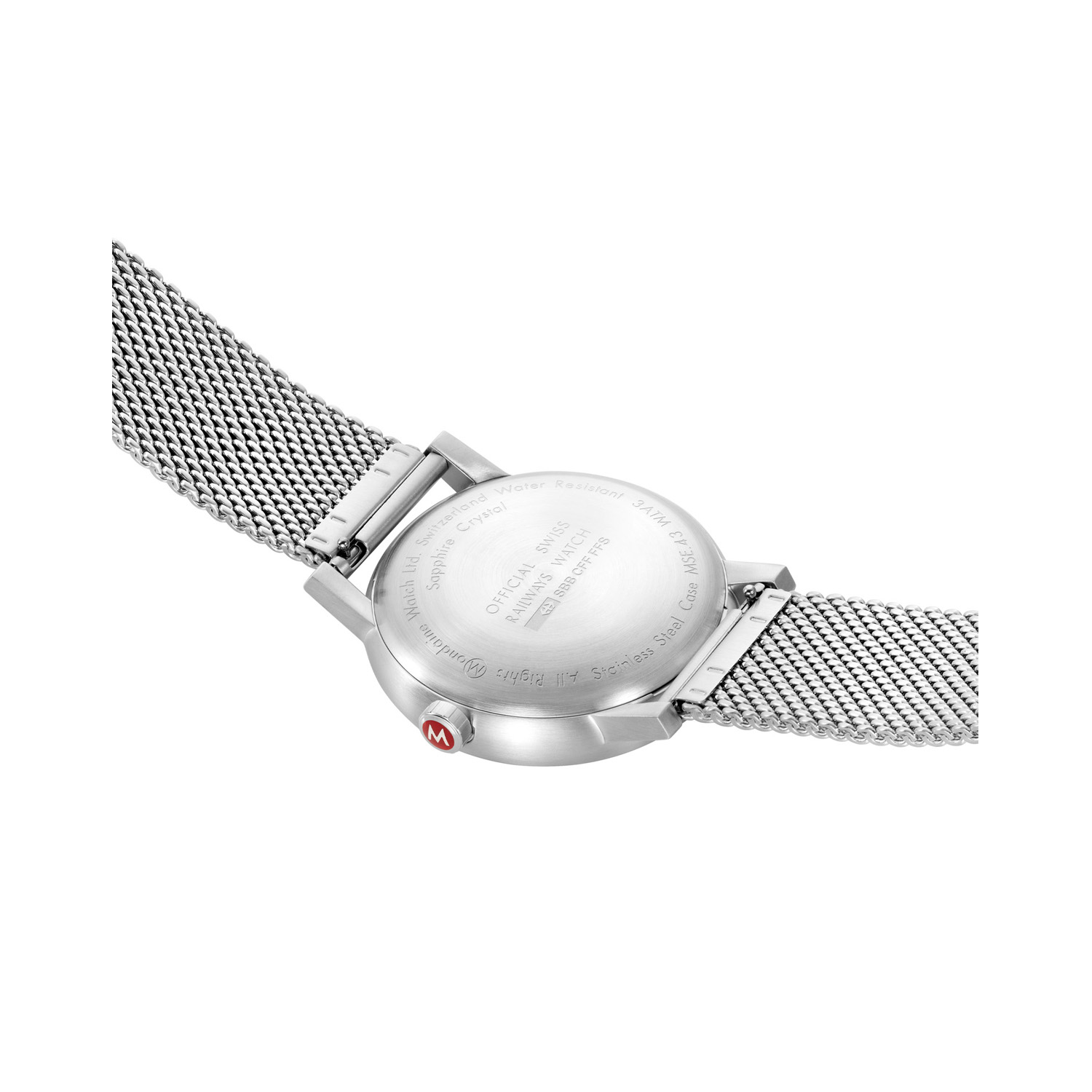 Mondaine, evo2 White Steel, Quartz Men's Watch Mondaine, evo2 with a 43mm stainless steel case and bracelet strap featuring a white dial.