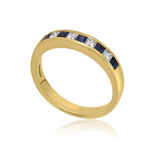 18ct Yellow Gold, 9-stone Sapphire & Diamond Eternity Ring