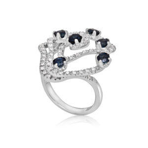 18ct White Gold Sapphire & Diamond Fancy Ring