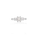 03-15-00104739 New platinum three stone diamond ring, head on.