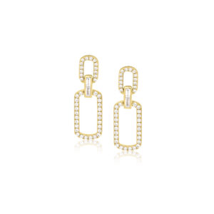 18ct Yellow Gold Paperclip Diamond Set Drop Earrings
