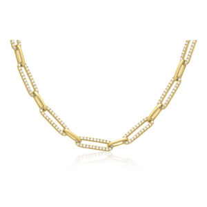 18ct Yellow Gold Paperclip Diamond Set Bracelet