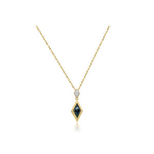 9ct Yellow Gold Swiss Topaz & Diamond Drop Pendant