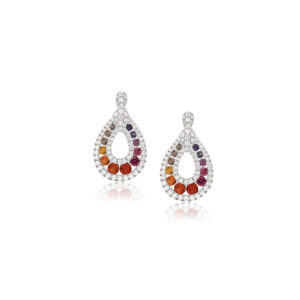 18ct White Gold Sapphire and Diamond Pear Shape Drop Earrings.