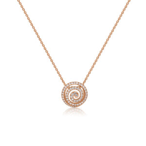18ct Rose Gold Diamond Set Pendant and Chain