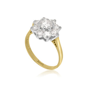 18ct Yellow and White Gold Diamond Flower Cluster Ring