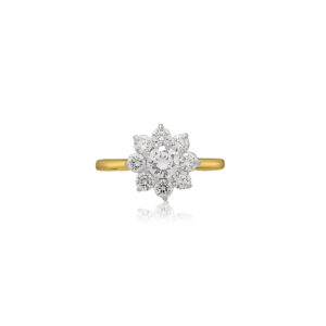 Pre-Owned 18ct Yellow & White Gold Diamond Flower Cluster Ring