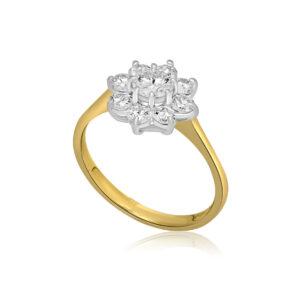 Pre-Owned 18ct Yellow & White Gold Diamond Flower Cluster Ring