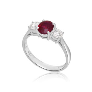 Pre-Owned Platinum Ruby & Diamond Trilogy Ring