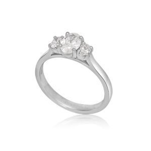 Platinum 3-Stone Oval Cut Diamond Ring