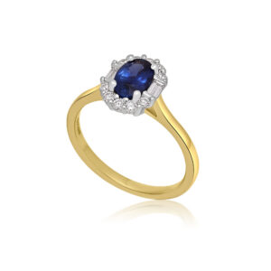 18ct Yellow Gold & Platinum Sapphire & Diamond Fancy Cluster Ring