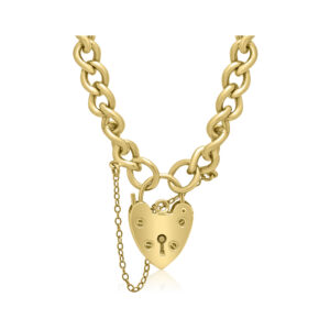 9ct Yellow Gold Bracelet with Padlock & Safety Chain