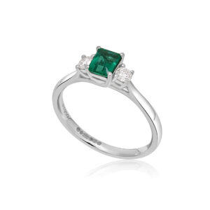 Platinum Emerald & Diamond Trilogy Ring