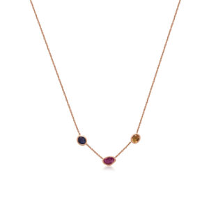 9ct Yellow Gold Necklace with Multi-Colour Sapphires