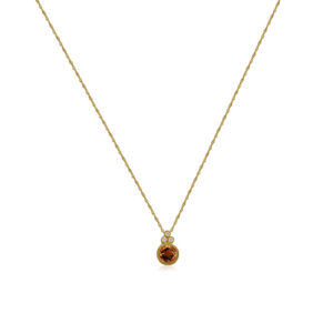 9ct Yellow Gold Citrine & Diamond Pendant and Chain