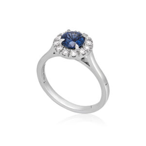 Platinum Sapphire & Diamond Cluster Ring