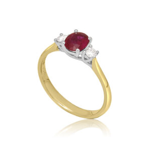 18ct Yellow & White Gold Ruby and Diamond Ring