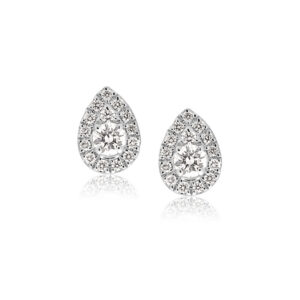 18ct White Gold Pear Shape Diamond Stud Earrings