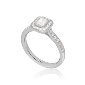 Platinum Radient Cut Diamond Cluster Ring