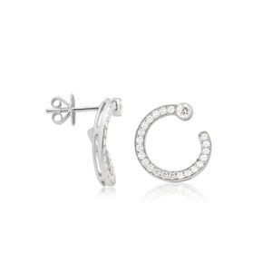 18ct White Gold Diamond Set Swirl Earrings